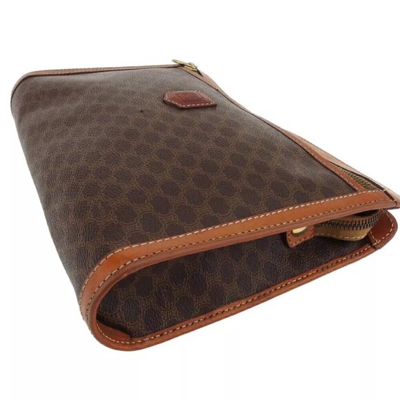 CELINE Clutch Bag Macadam Beige PVC x Leather Authentic USED T20587 - Picture 3 of 9